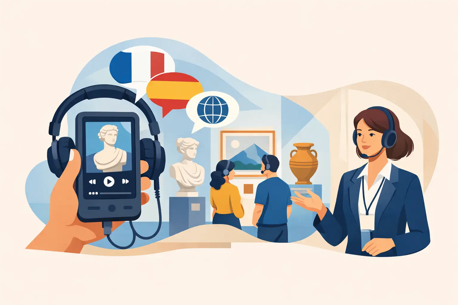 Illustration zum Thema „Mehrsprachiges Audioguide-Museum, wählen Sie mit Bedacht“
