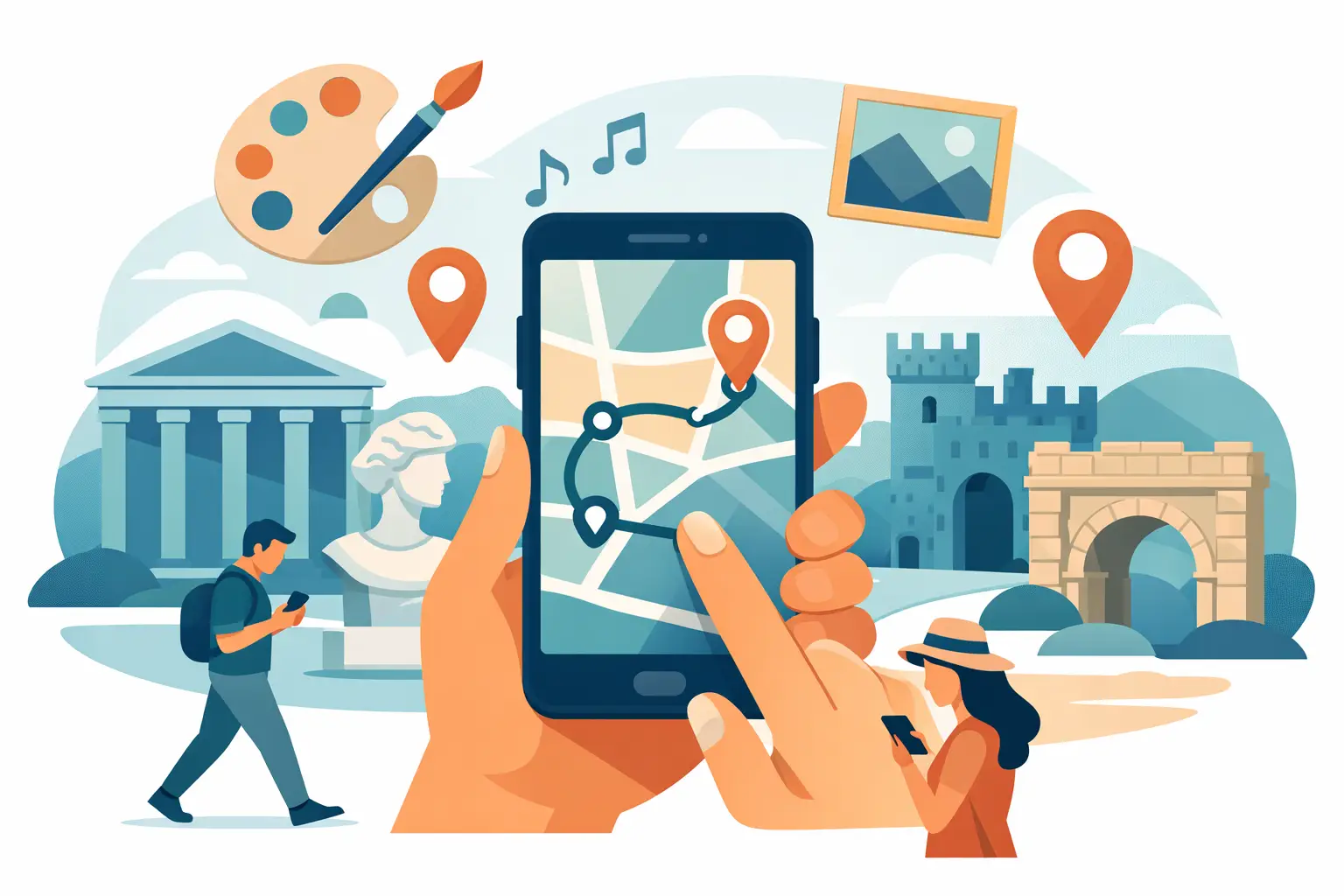 Illustrazione associata al tema “creare viaggio culturale con lo smartphone”