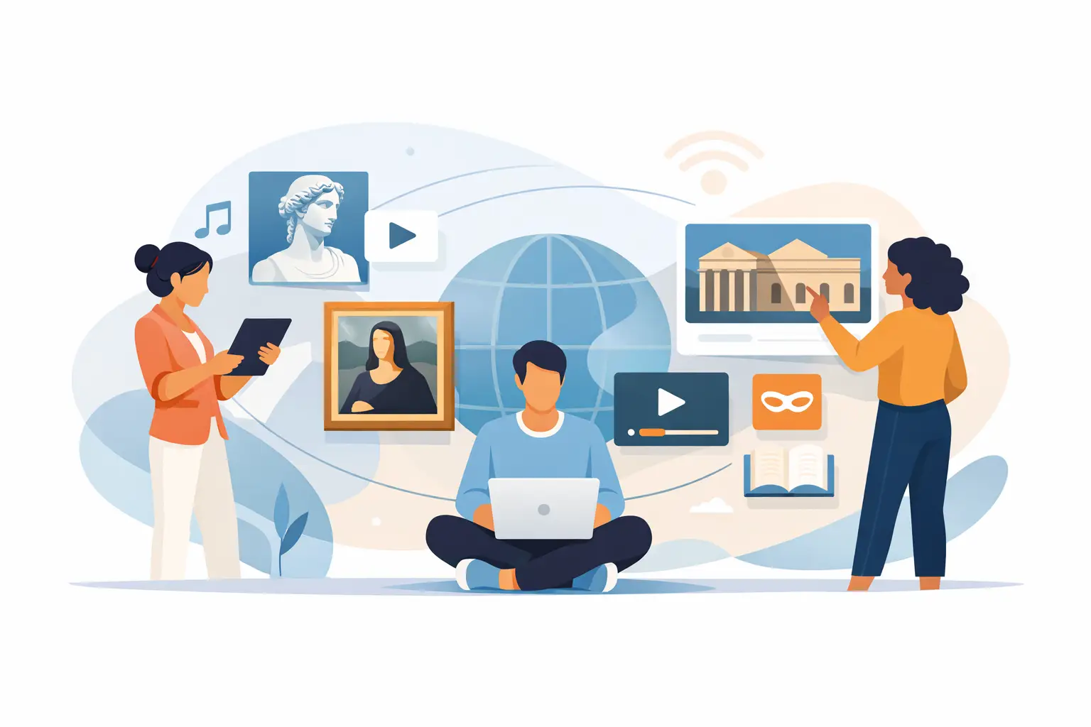 Ilustración asociada al tema “mediación cultural digital simple”