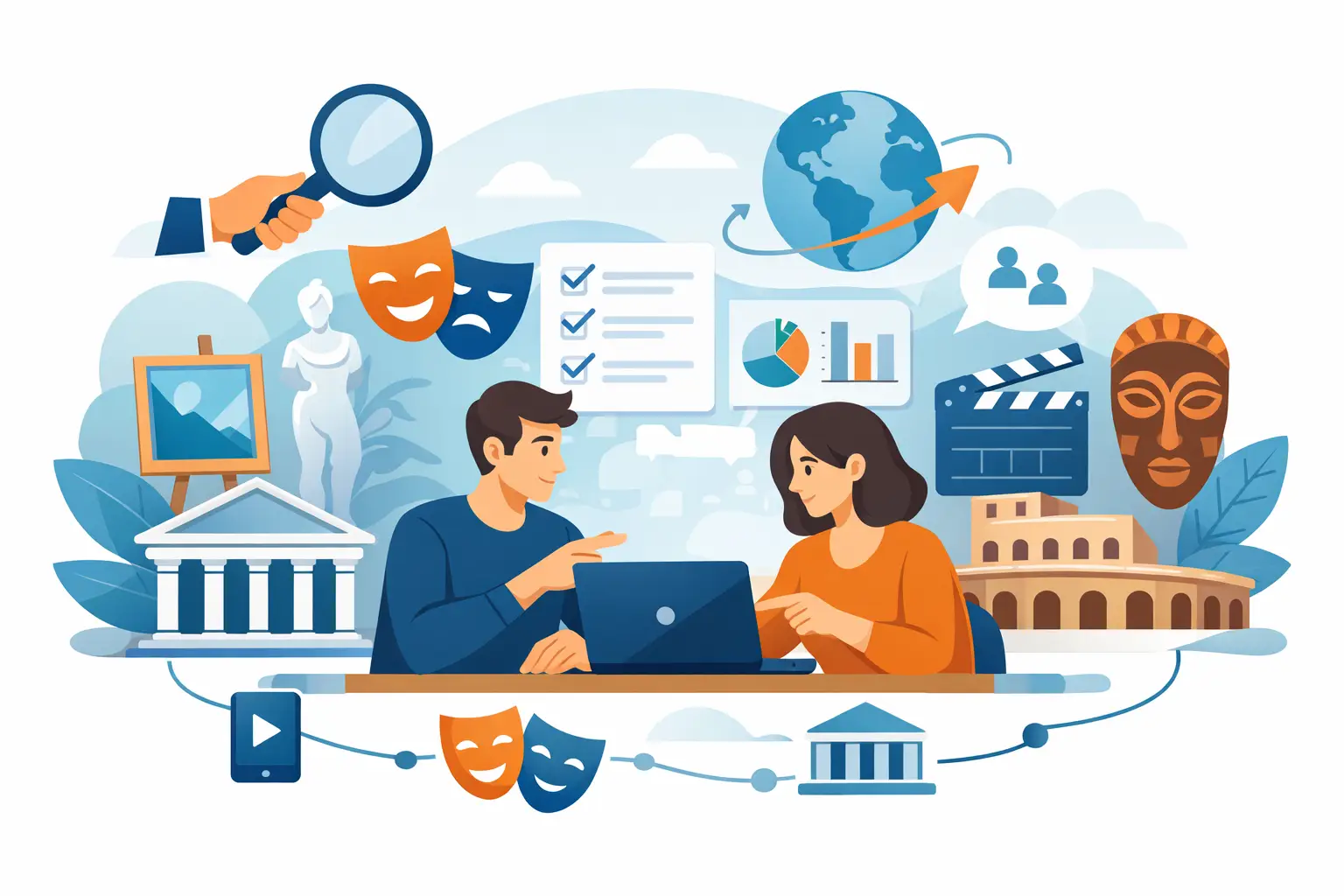 Illustratie geassocieerd met het onderwerp “evaluatie van het culturele bemiddelingsplatform”