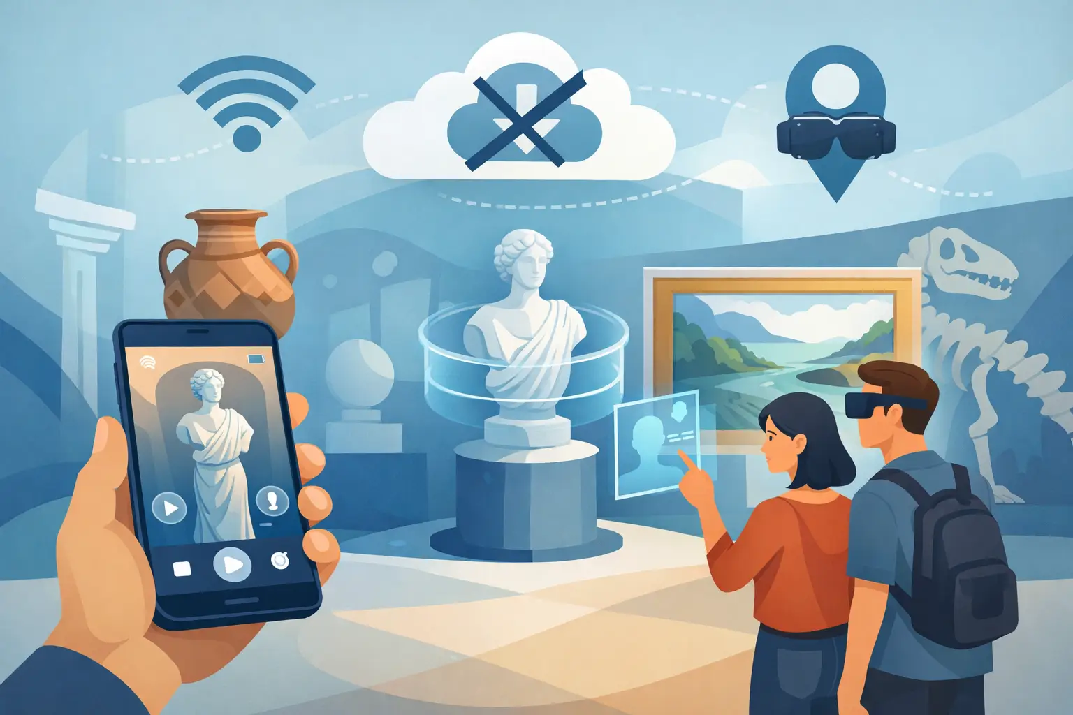 Illustration zum Thema „Museums-Download-Besuchslösungen“