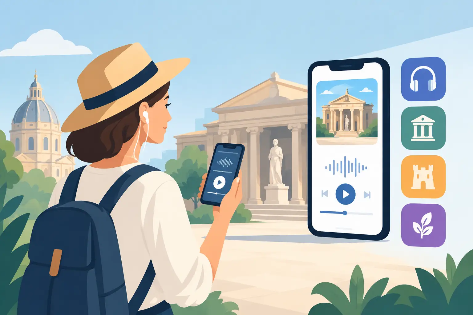 Illustration zur Auswahl einer Audioguide-Web-App