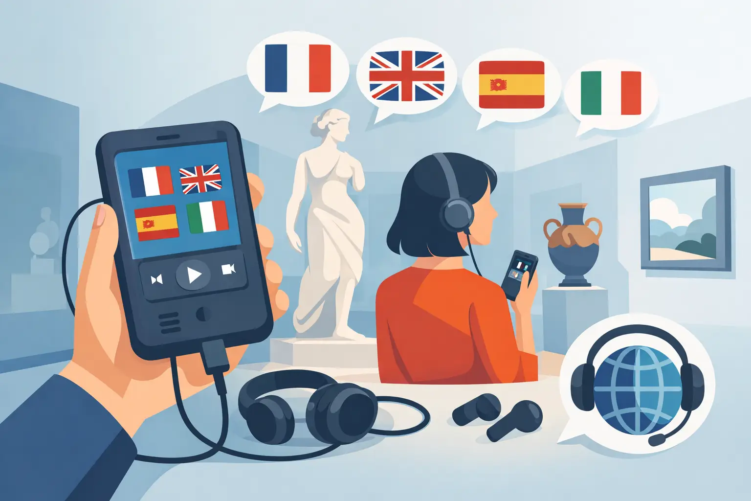 Illustration associée au sujet « choisir audioguide multilingue musée »