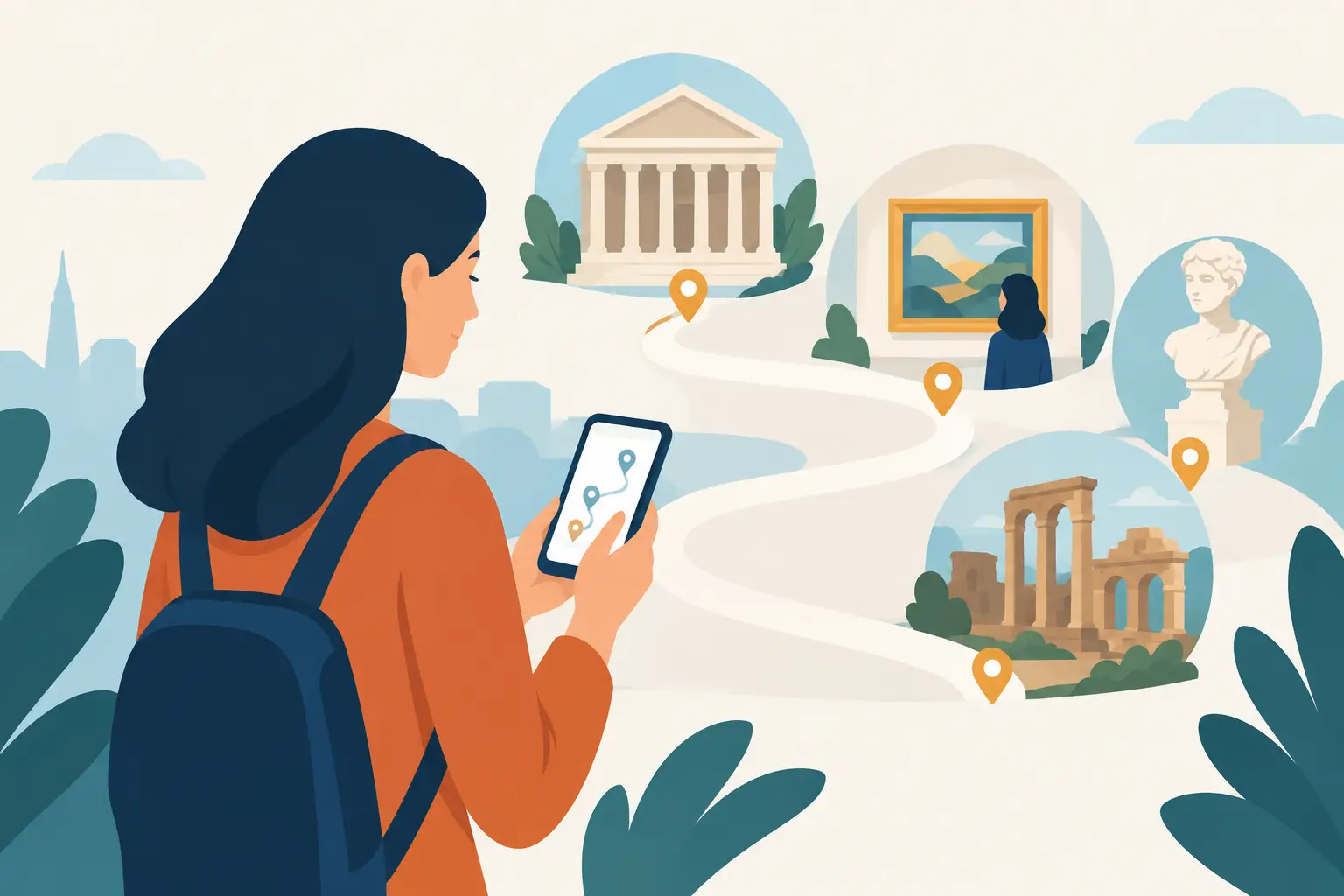 Ilustração sobre a comunicação eficaz de um percurso cultural