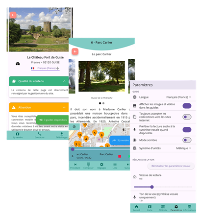 Captures d'écran de l'application mobile Guideius
