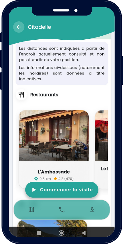 Schermata Guideius per un itinerario turistico geolocalizzato