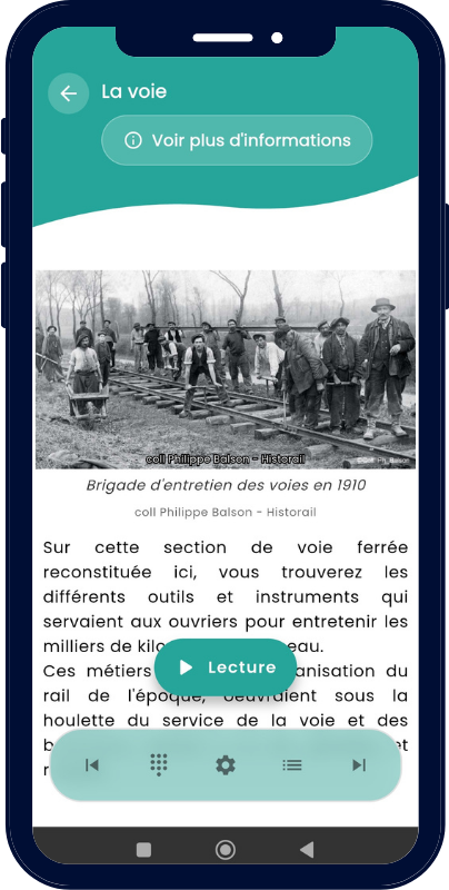 Interfaccia Guideius per un percorso audioguidato multilingue su smartphone